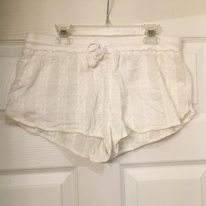 Cream Striped Beach Shorts